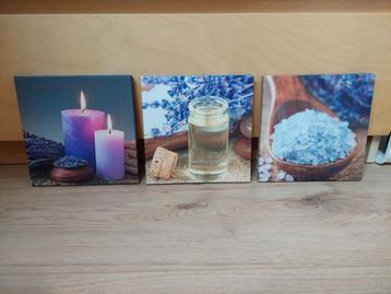 3x klein canvas met wellness-thema beschikbaar voor biedingen