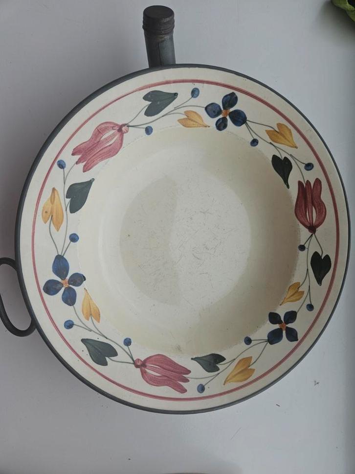 Vintage warmhoudbord boerenbont, Antiek en Kunst, Antiek | Keukenbenodigdheden, Ophalen of Verzenden