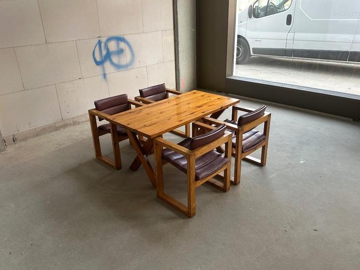 Ate van Apeldoorn stoelen 4x + bijpassende X-poot tafel, Huis en Inrichting, Tafels | Eettafels, Gebruikt, 150 tot 200 cm, 50 tot 100 cm