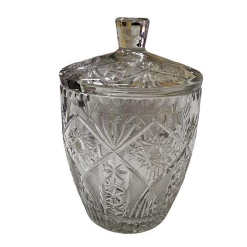 Geslepen Kristallen Bowl met Deksel – Oost-Europees Kristal, Antiek en Kunst, Antiek | Glas en Kristal, Ophalen of Verzenden
