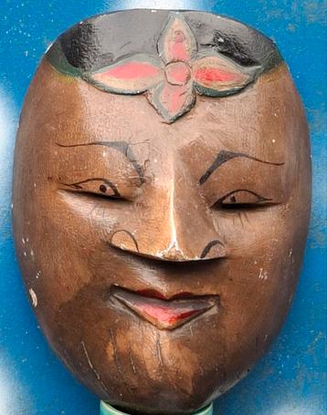 Chinees masker.  Houtsnijwerk.  Handpainted. 14.5/19.5 cm. beschikbaar voor biedingen
