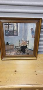 schilderij prent spinnerin,  hugo krings 1878- 1924, Huis en Inrichting, Ophalen of Verzenden