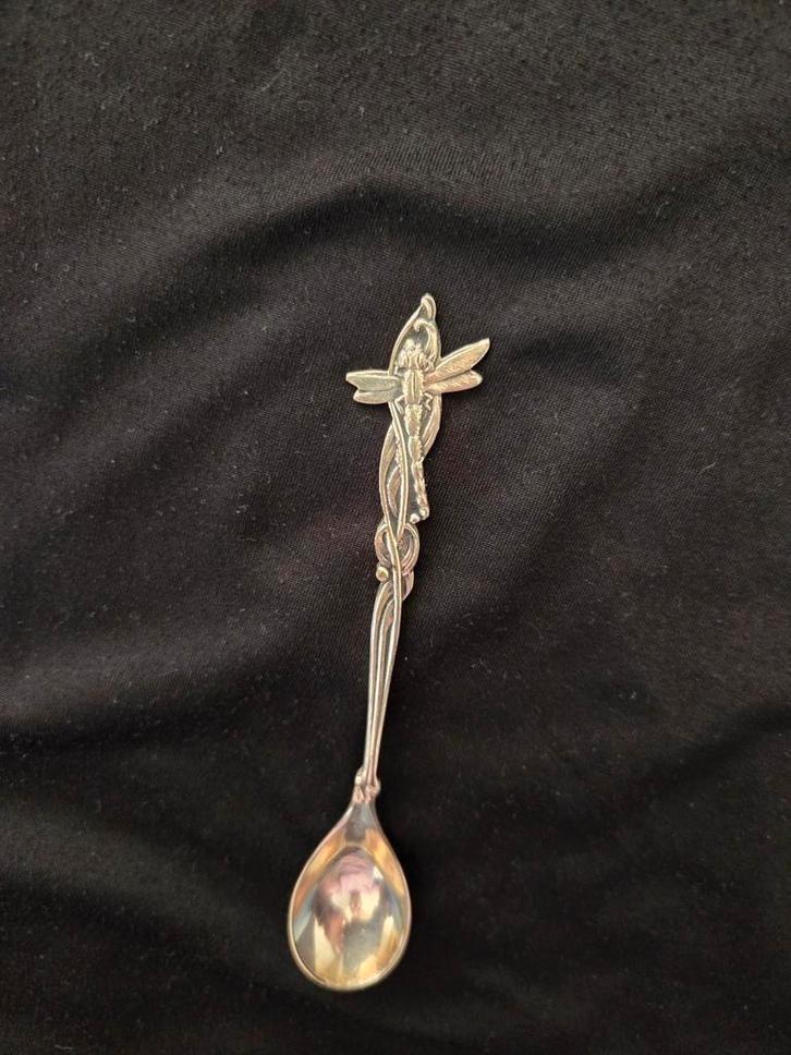 Zilveren Lepel met Libelle, Antiek en Kunst, Antiek | Bestek, Ophalen of Verzenden