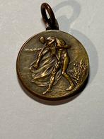 Antieke hanger Belgie 1914 Elisabeth Albert brons soldier, Antiek en Kunst, Curiosa en Brocante, Ophalen of Verzenden
