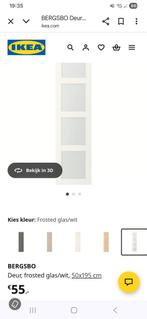 Nieuwe Bergsbo deur 195 x 50 cm. Wit met frosted glas, Huis en Inrichting, Nieuw, Glas, 25 tot 50 cm, 50 tot 100 cm