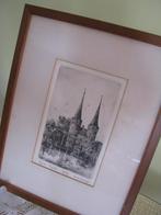 Delft * Oostpoort * Anna Doedijns * lijn ets 49/200 in lijst, Antiek en Kunst, Ophalen of Verzenden