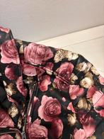 Kort bikerjasje met pioenrozen coolcat, Maat 38/40 (M), Zwart, Ophalen of Verzenden, Zo goed als nieuw