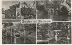 AK Giethoorn restaurant wapen v Giethoorn motorfiets punter, Ophalen of Verzenden, 1940 tot 1960, Gelopen, Overijssel