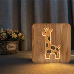 Nachtlampje giraffe, leeuw of olifant, Huis en Inrichting, Lampen | Tafellampen, Ophalen of Verzenden, Nieuw, Hout, Minder dan 50 cm