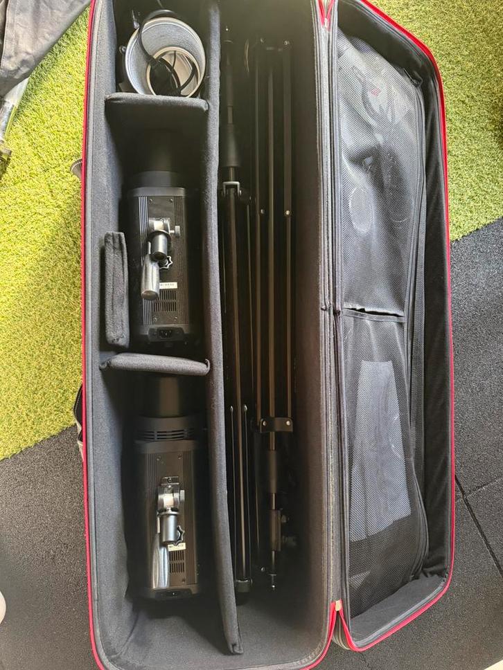 Jinbei Millennia M400 flitskoppen - Backdrop - Transport tas, Audio, Tv en Foto, Fotografie | Flitsers, Zo goed als nieuw, Overige merken