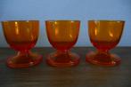 3 transparant oranje eierdopjes op voet, Overige materialen, Gebruikt, Overige typen, Ophalen of Verzenden