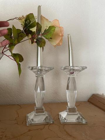 Zware Lood crystal kaarsenhouders (set van 2)  beschikbaar voor biedingen