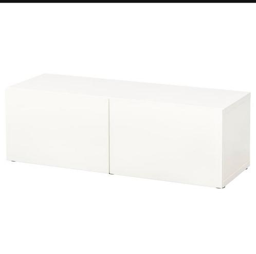 IKEA TV Meubel Wit met Glasplaat, Huis en Inrichting, Kasten | Televisiemeubels, Zo goed als nieuw, Minder dan 100 cm, 100 tot 150 cm