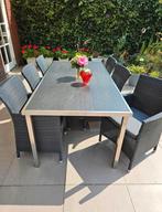 Stevige antraciet rvs tuinset met 6 stoelen van 4 Seasons, Ophalen, Zo goed als nieuw
