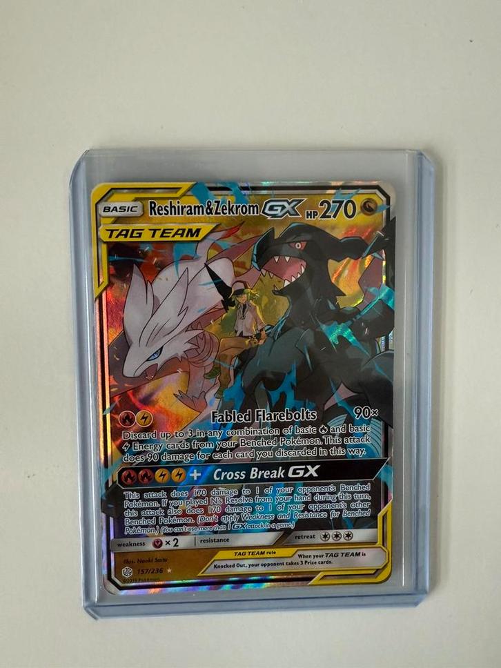 Pokemon Reshiram & Zekrom GX Cosmic Eclipse 157/236 Mint, Hobby en Vrije tijd, Verzamelkaartspellen | Pokémon, Zo goed als nieuw