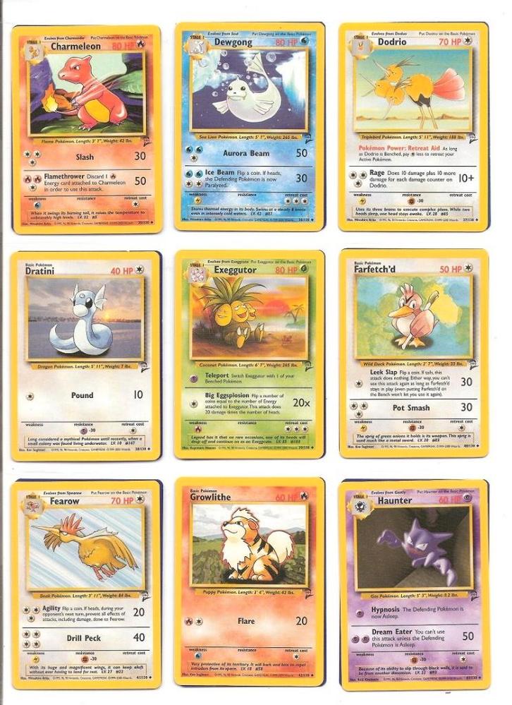 (004) POKeMON kaarten van de serie Base 2, Hobby en Vrije tijd, Verzamelkaartspellen | Pokémon, Zo goed als nieuw, Meerdere kaarten