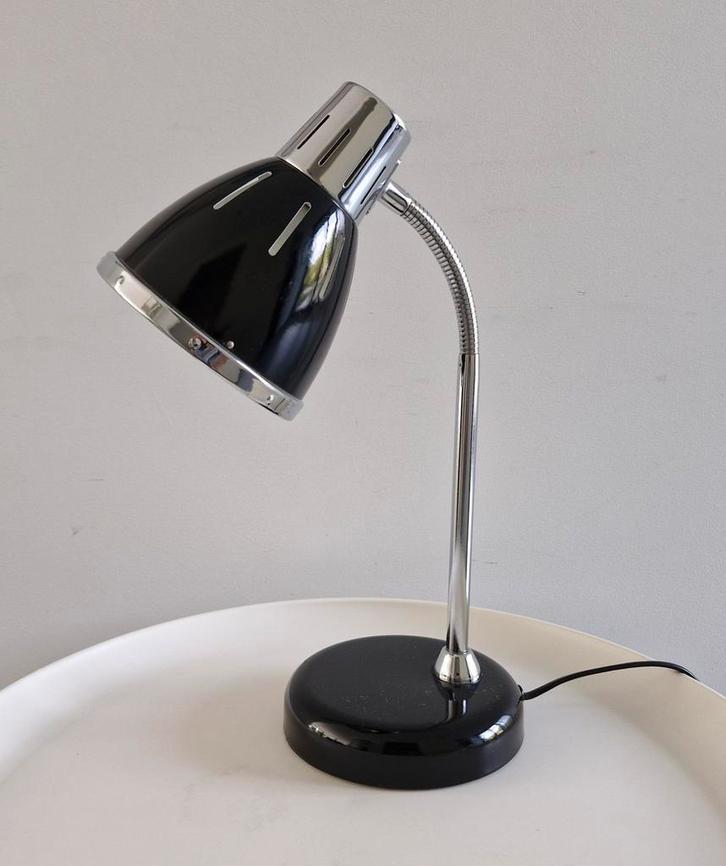Vintage look (retro) Chroom Bureaulamp Zwart, Huis en Inrichting, Lampen | Vloerlampen, Gebruikt, Minder dan 100 cm, Kunststof