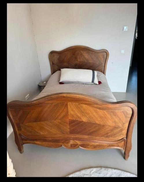 Authentiek vintage houten bed, Huis en Inrichting, Slaapkamer | Bedden, Gebruikt, Twijfelaar, 140 cm, 200 cm, Hout, Ophalen of Verzenden