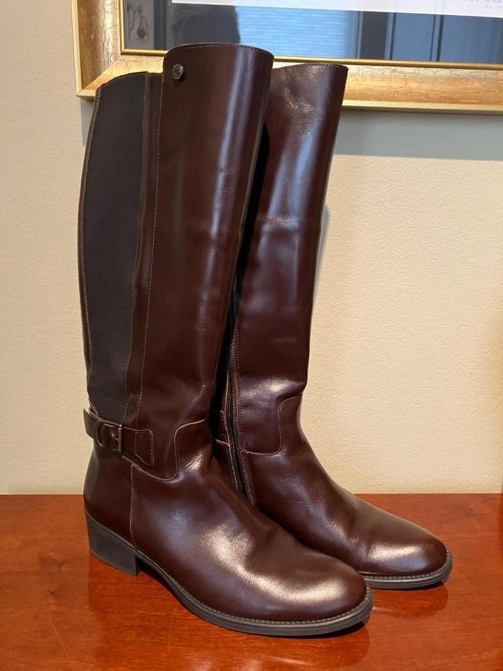 TONI Pons laarzen leer donkerbruin maat 39, Kleding | Dames, Schoenen, Zo goed als nieuw, Hoge laarzen, Bruin, Verzenden