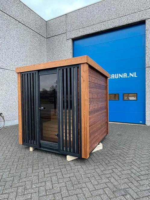 Design buitensauna Thermowood panorama view. Tuinsauna sauna, Sport en Fitness, Sauna, Nieuw, Complete sauna, Fins of Traditioneel