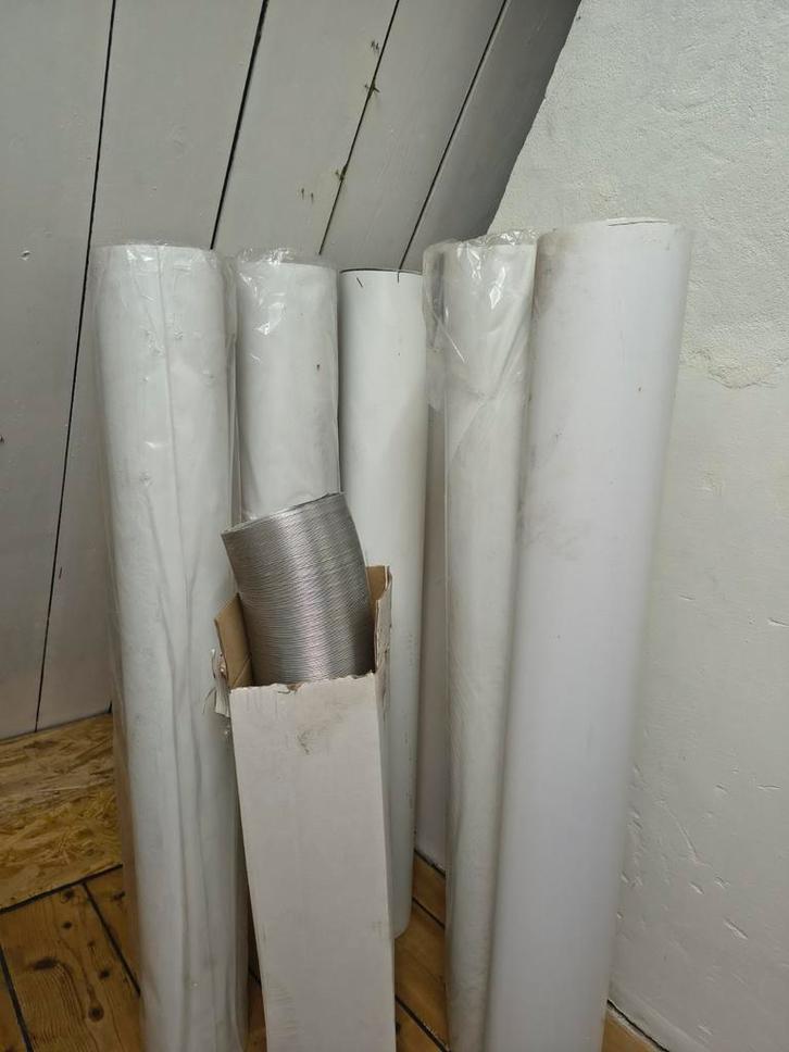 Afvoerbuizen: 5x kunststof + 1x flexibel metaal, Doe-het-zelf en Verbouw, Buizen en Afvoer, Gebruikt, Afvoer, Pvc, Minder dan 2 meter