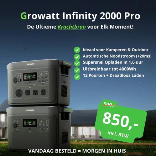 Growatt Infinity 2000 Power Station –2048Wh, Doe-het-zelf en Verbouw, Zonnepanelen en Toebehoren, Nieuw, Overige typen, 200 wattpiek of meer