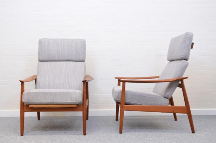 fauteuils FD164 Arne Vodder France & Søn Denemarken 60s, Huis en Inrichting, Fauteuils, Gebruikt, Hout, Stof, 75 tot 100 cm, 75 tot 100 cm