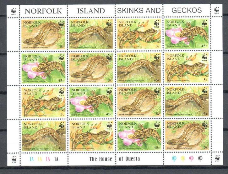 WWF postzegelvel v/d Hagedissen van de Norfolk Eilanden, Postzegels en Munten, Postzegels | Thematische zegels, Postfris, Dier of Natuur