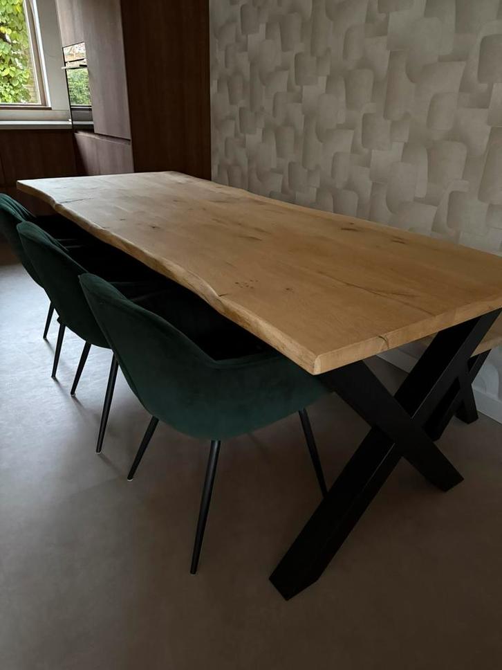 Massief Eiken Tafel Boomstamrand - 230x90, Huis en Inrichting, Tafels | Eettafels, Nieuw, 50 tot 100 cm, 200 cm of meer, Vijf personen of meer