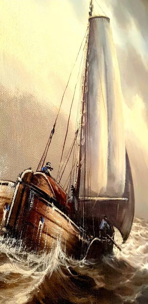 H.C.HOKKEN(1927-1988) ZEEGEZICHT V KUST  GEORFD 100X80CM OUD, Antiek en Kunst, Kunst | Schilderijen | Klassiek, Ophalen