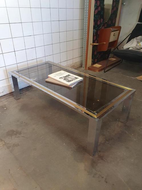 Vintage salontafel jaren 70 hollywood regency, Huis en Inrichting, Tafels | Salontafels, Zo goed als nieuw, Glas, Ophalen of Verzenden