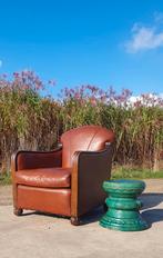 Vintage armfauteuil bruin hout, Ophalen, Zo goed als nieuw, Hout, Vintage fifties retro art deco