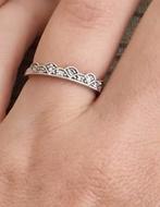Witgouden aanschuifring met diamantjes maat 51, Verzenden, Met edelsteen, Dame, Zilver