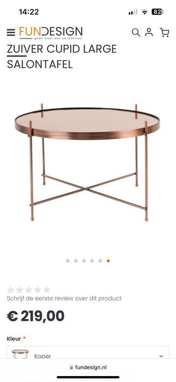 Salontafel van Zuiver, maat 68cm rond, kleur koper! beschikbaar voor biedingen