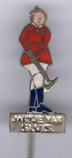 Jantje van Sluis email op zilverkleurig speldje ( F_004a ), Verzenden, Zo goed als nieuw, Figuurtje, Speldje of Pin