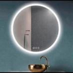 Spiegel 70cm rond klok verwarming en dimbare LED, Huis en Inrichting, Nieuw, Minder dan 100 cm, Rond, Ophalen of Verzenden