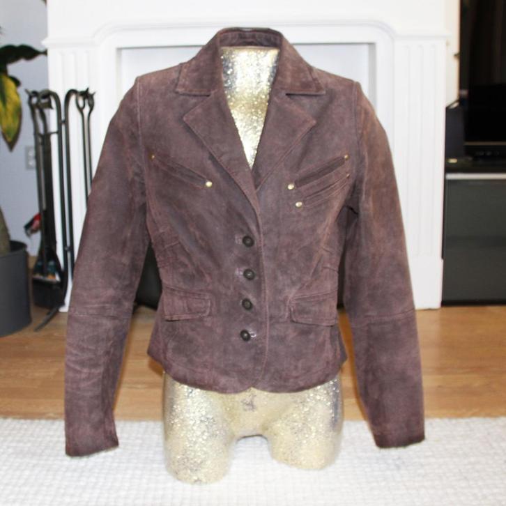 Mooi Bruin Suede Promiss Jasje (S) € 40,-, Kleding | Dames, Jassen | Winter, Zo goed als nieuw, Maat 36 (S), Bruin, Ophalen of Verzenden