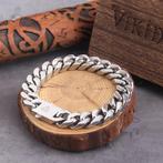 Stalen Heren Viking Schakelarmband, Verzenden, Nieuw, Zilver, Staal