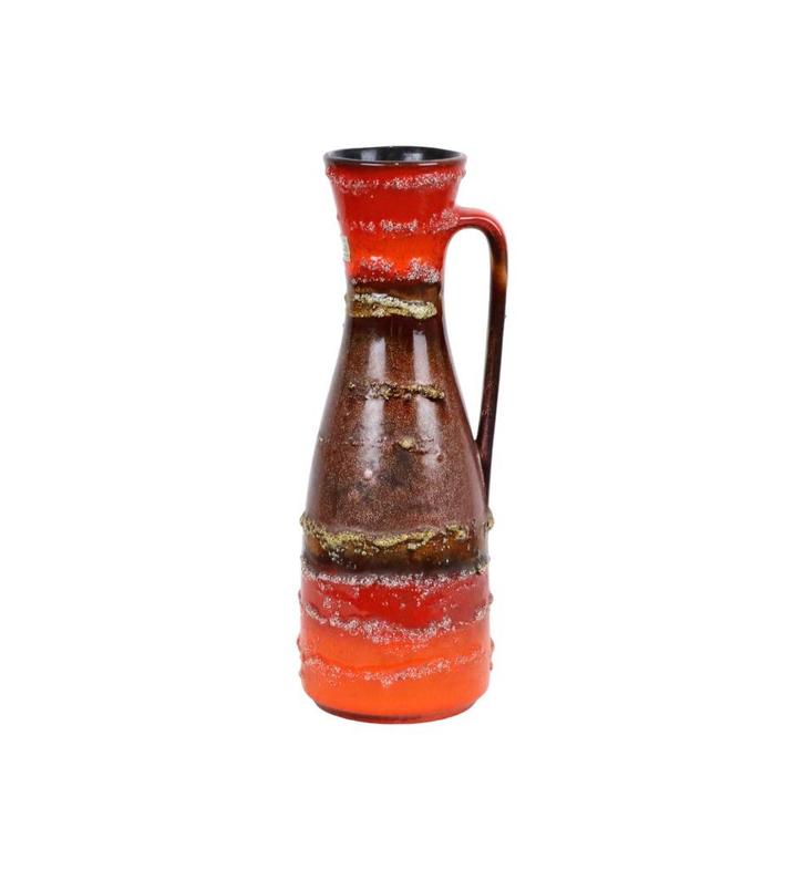 Fat Lava Vaas Carstens West Germany Rood Oranje Druipglazuur, Antiek en Kunst, Antiek | Vazen, Ophalen of Verzenden