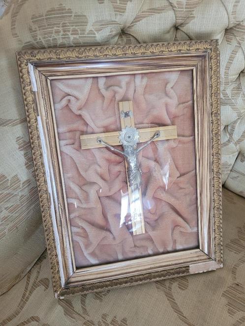 Rechthoekige houten lijst met bol glas foto 1 t/m 6, Antiek en Kunst, Curiosa en Brocante, Ophalen of Verzenden