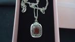 zilver ketting en zilver hanger met carneool steen, Verzenden, Zo goed als nieuw, Met edelsteen, Zilver