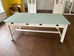 Vintage Brocante Tafel met Wielen - 100x200cm, Huis en Inrichting, Tafels | Eettafels, Ophalen, Vintage - brocante - landelijk wonen
