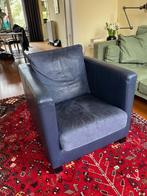 Donkerblauwe leren fauteuil Machalke/Linteloo model, Leer, 75 tot 100 cm, Moderne clubfauteuil, Zo goed als nieuw