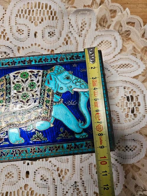 Zilveren Doosje met Emaille Olifant, Antiek en Kunst, Antiek | Emaille, Ophalen of Verzenden