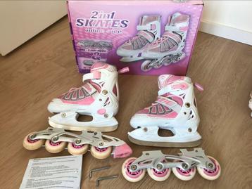 2 in 1 skates, schaatsen en skeelers 31-34 verstelbaar  beschikbaar voor biedingen