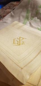 12 linnen servetten 48 x 56 cm met monogram, Verzenden