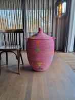 Afrikaanse zeegras wasmand mand roze handgemaakt in Senegal, Ophalen of Verzenden, Nieuw, Rond, Riet