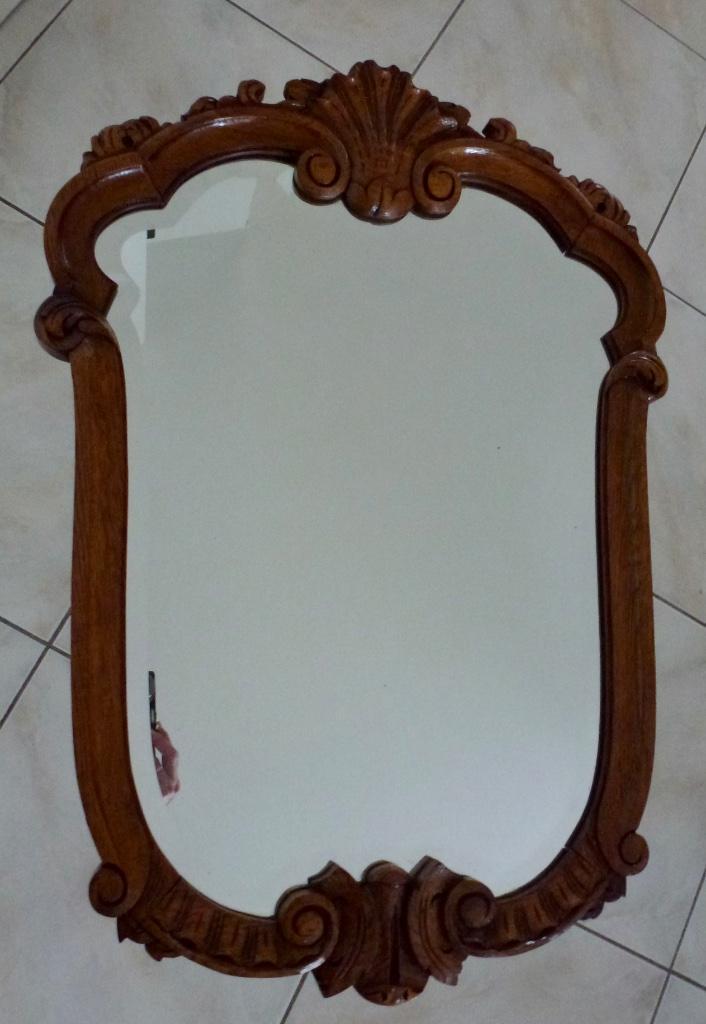 Grote Retro lijst met facet geslepen spiegel., Antiek en Kunst, Antiek | Spiegels, 50 tot 100 cm, Minder dan 100 cm, Ovaal, Verzenden