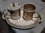 Tinnen roomstel met suikerpot en melkkan, Antiek en Kunst, Antiek | Tin, Ophalen of Verzenden