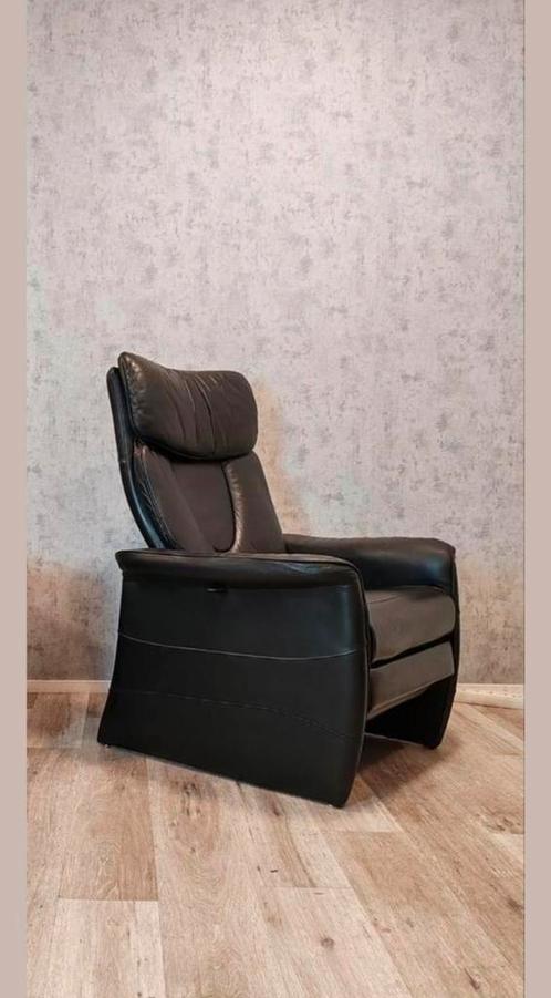 Deense Skalma leren design relax fauteuil handmatig, Huis en Inrichting, Fauteuils, Zo goed als nieuw, Leer, Metaal, 50 tot 75 cm